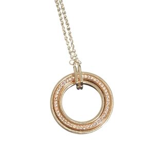 Pandora 18K Rose Gold Sterling Silver Two Tone Pavé Necklace  Rhinestones